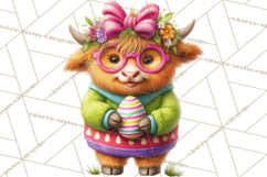 Easter Highland Cow Clipart PNG, Cute Spring Cow Clip Art Product Image 2