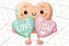 Valentine Kawaii Candies, Heart Sweets Clipart, Cute Candy Product Image 2