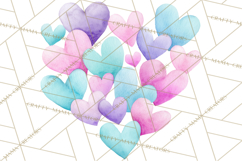 Watercolor Love Accents Clipart, Hearts, Envelopes Png Product Image 2