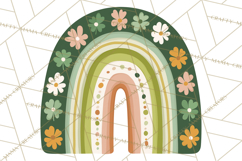 St Patricks Patterned Rainbow PNG, Boho Shamrock Clipart Product Image 2