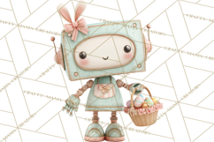 Easter Robot Clipart, Pastel Full-Body Robot Illustration Product Image 2