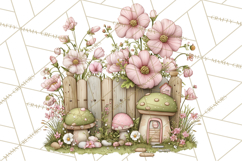Enchanted Fairy Cottages Clipart PNG, Pastel Woodland Product Image 3