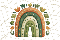 St Patricks Patterned Rainbow PNG, Boho Shamrock Clipart Product Image 3