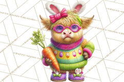 Easter Highland Cow Clipart PNG, Cute Spring Cow Clip Art Product Image 3