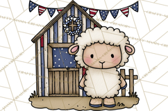Patriotic Farm Animals Clipart, Whimsical Red White Blue Product Image 4