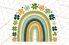 St Patricks Patterned Rainbow PNG, Boho Shamrock Clipart Product Image 4