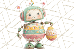 Easter Robot Clipart, Pastel Full-Body Robot Illustration Product Image 4