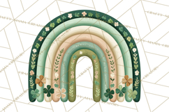 St Patricks Patterned Rainbow PNG, Boho Shamrock Clipart Product Image 5