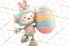 Easter Robot Clipart, Pastel Full-Body Robot Illustration Product Image 5
