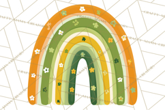 St Patricks Patterned Rainbow PNG, Boho Shamrock Clipart Product Image 2