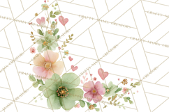 Watercolor Corner &amp; Border Clipart, Floral Frames, Heart Png Product Image 2