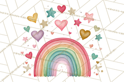 Valentine Boho Rainbow Clipart, Romantic Heart Rainbows PNG Product Image 2
