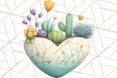 Boho Valentine Cactus Clipart PNG, Desert Romance Clip Art Product Image 2