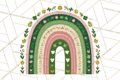 St Patricks Patterned Rainbow PNG, Boho Shamrock Clipart Product Image 3