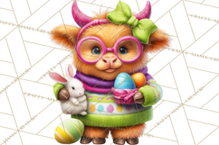 Easter Highland Cow Clipart PNG, Cute Spring Cow Clip Art Product Image 3