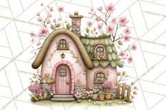 Enchanted Fairy Cottages Clipart PNG, Pastel Woodland Product Image 4