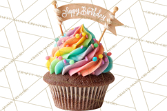 Birthday Cupcakes PNG, Colorful Cupcake Clipart, Sprinkles Product Image 4