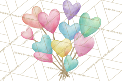 Watercolor Love Accents Clipart, Hearts, Envelopes Png Product Image 4