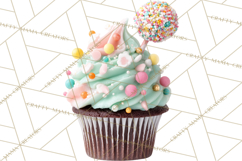 Birthday Cupcakes PNG, Colorful Cupcake Clipart, Sprinkles Product Image 5