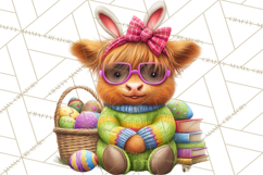 Easter Highland Cow Clipart PNG, Cute Spring Cow Clip Art Product Image 5