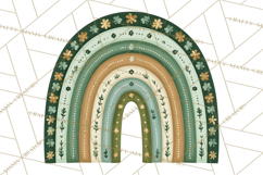 St Patricks Patterned Rainbow PNG, Boho Shamrock Clipart Product Image 2