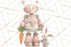 Easter Robot Clipart, Pastel Full-Body Robot Illustration Product Image 5