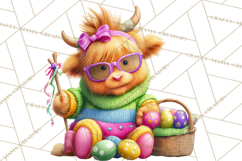 Easter Highland Cow Clipart PNG, Cute Spring Cow Clip Art Product Image 4