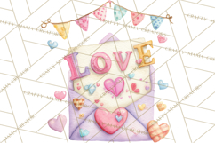 Watercolor Love Accents Clipart, Hearts, Envelopes Png Product Image 4