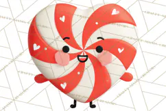 Valentine Kawaii Candies, Heart Sweets Clipart, Cute Candy Product Image 4
