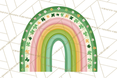 St Patricks Patterned Rainbow PNG, Boho Shamrock Clipart Product Image 5