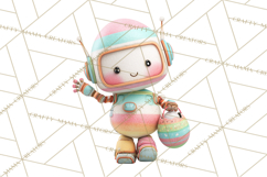 Easter Robot Clipart, Pastel Full-Body Robot Illustration Product Image 4