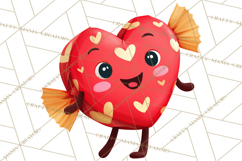 Valentine Kawaii Candies, Heart Sweets Clipart, Cute Candy Product Image 2