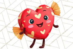Valentine Kawaii Candies, Heart Sweets Clipart, Cute Candy Product Image 2