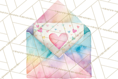 Watercolor Love Accents Clipart, Hearts, Envelopes Png Product Image 2