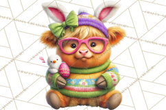 Easter Highland Cow Clipart PNG, Cute Spring Cow Clip Art Product Image 2