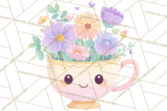 Anthropomorphic Spring Objects Clipart, Cute Kawaii Plants Product Image 3