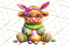 Easter Highland Cow Clipart PNG, Cute Spring Cow Clip Art Product Image 3