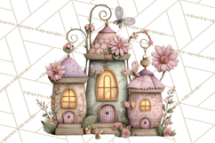 Enchanted Fairy Cottages Clipart PNG, Pastel Woodland Product Image 4