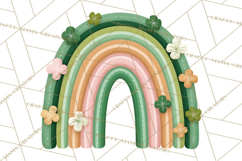 St Patricks Patterned Rainbow PNG, Boho Shamrock Clipart Product Image 4
