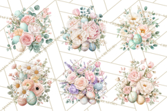 Easter Floral Clipart, Watercolor Spring Flowers Png Product Image 2