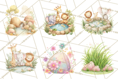 Safari Baby Animals Clipart PNG, Cute Pastel Watercolor Png Product Image 7