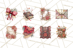 Moody Romantic Grunge PNG, Deep Red Lace Clipart, Gothic Product Image 6