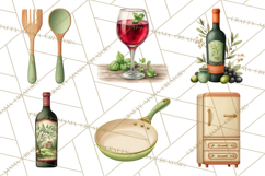 Tuscan Farmhouse Pasta Clipart, Rustic Pasta Night Kitchen Product Image 3