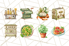 Tuscan Farmhouse Pasta Clipart, Rustic Pasta Night Kitchen Product Image 6