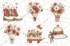 Farm Girl Valentine Clipart Pastel Country Watercolor PNG Product Image 3