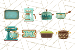 Mid Century Modern Kitchen Clipart, Retro Modern Kitchen Png Product Image 8