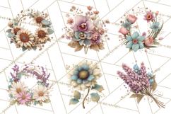 Blooming Letters Clipart, Floral Alphabet Clip Art PNG Product Image 7