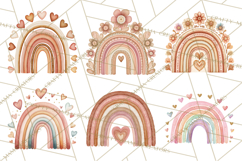 Valentine Boho Rainbow Clipart, Romantic Heart Rainbows PNG Product Image 2