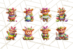 Easter Highland Cow Clipart PNG, Cute Spring Cow Clip Art Product Image 8