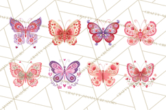 Folk Art Valentine Butterflies Red Pink Heart Wings Clipart Product Image 4